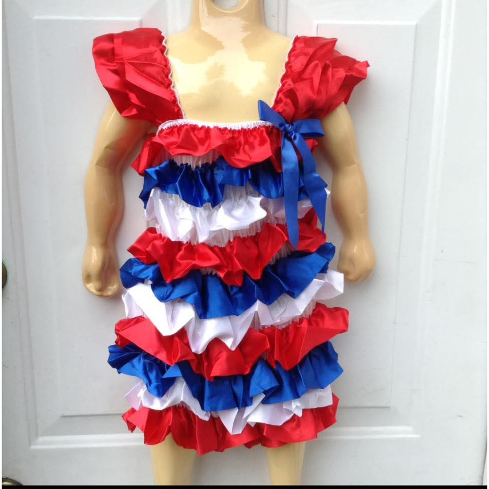 Boutique Ruffle Red White Blue Dress or Top NEW 2T-8